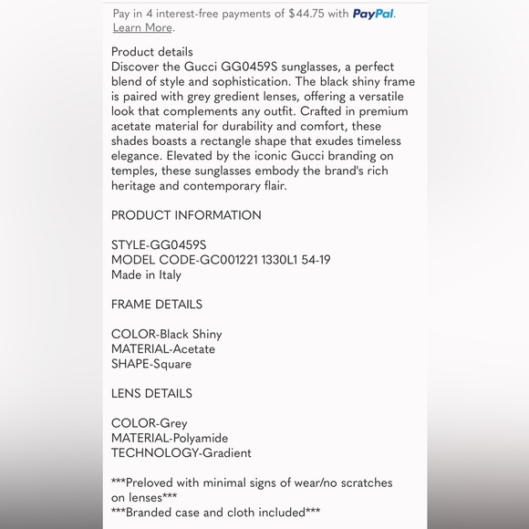 Preloved Gucci Women’s Sunglasses GG0459SA w/ Gucci box; clothe & pouch - Picture 10 of 10